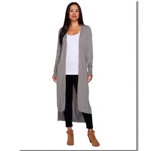 H by Halston Long Cardigan Button Front Hi-Lo